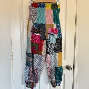 Rising International Patchwork Harem Pants One Size Boho Festival Cotton India